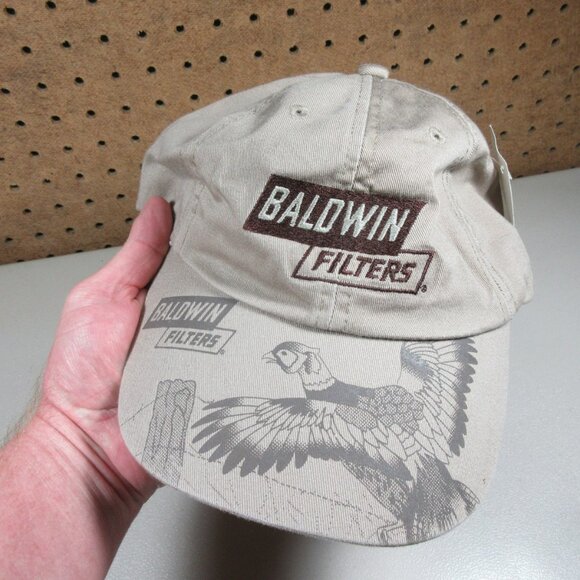 K-Products mens tan an brown Baldwin Filters strapback hat NWT USA - Picture 1 of 6